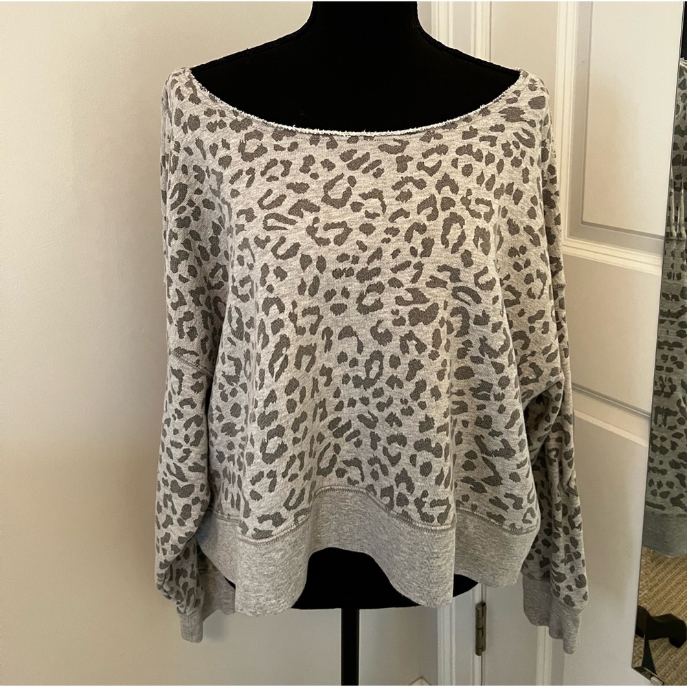 Aerie Cheetah Wide Neck Sweatshirt